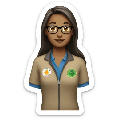 Brunette Camp counsellor straight hair with glasses sticker