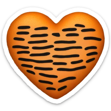 Orange heart with black stripes sticker