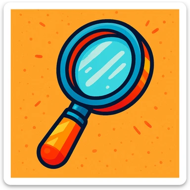 magnifier, vibrant cartoon style, colorful, lively, detailed sticker