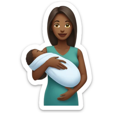 African Mom holding newborn baby sticker