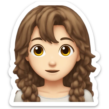 anime girl with brown hair sticker