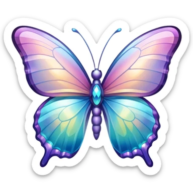 Transparent Shiny Glossy Pastel Gradient Hue Iridescent Crystal Butterfly sticker