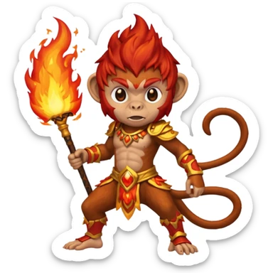 fire elemental monkey warior fire particles sticker