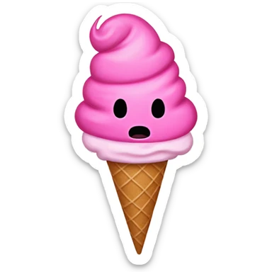 Pink glitter ice cream cone no face sticker