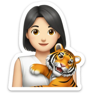 Tiger in arm of Japanese  girl  sticker
