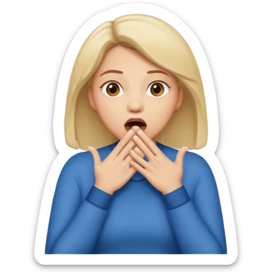 woman surprised with her hands over her mouth, full body sticker
