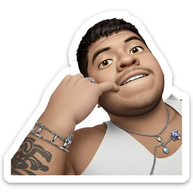 male portrait with jewelry sticker