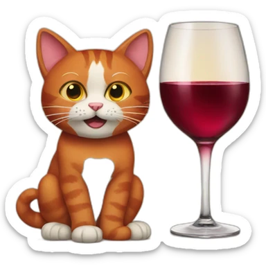 Red cat eith wine sticker