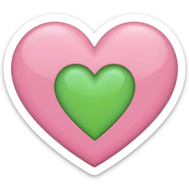 half pink half green heart sticker
