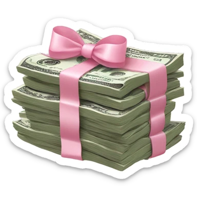 stack of money with baby pink bow sticker