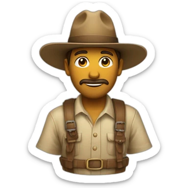 un explortador con sombrero de indiana jhones sticker