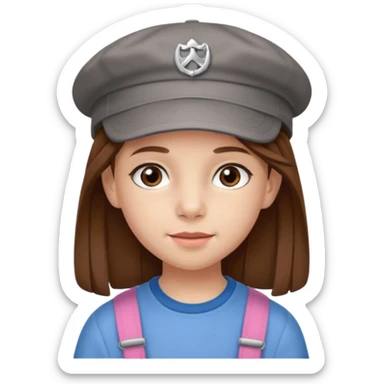 Une fille qui s’appelle Angèle aux cheveux marrons de neuf ans, qui adore les Capi, barra et aux yeux gris sticker