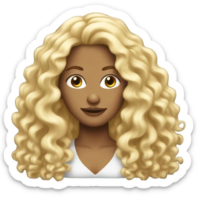 Flamboyant white woman, long blonde hair, curly hair, blonde hair sticker