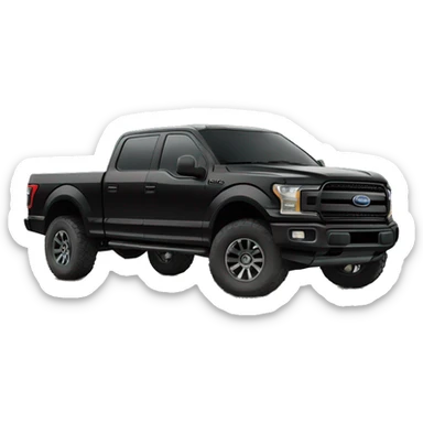 lifted black ford truck with boulder in the back sticker