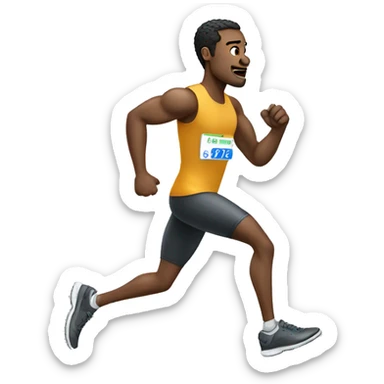 Disabled athlete man running with a metal full leg prosthesis sticker