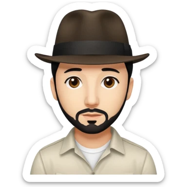 AJ McLean brown eyes, black hair, white shirt and fedora hat sticker