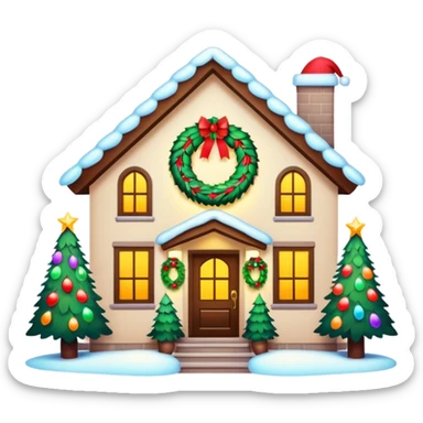 A house decorated for Christmas sticker