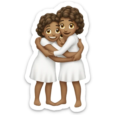 Three sisters hugging white sticker