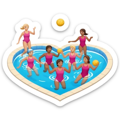 Natación  y voley en un corazón de color  sticker