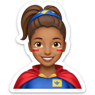 A brown skin girl with a slick ponytail and edges with a Cape Verde flag sticker