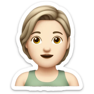 a chubby woman with pale skin and a  brown undercut hairstyle sticker
