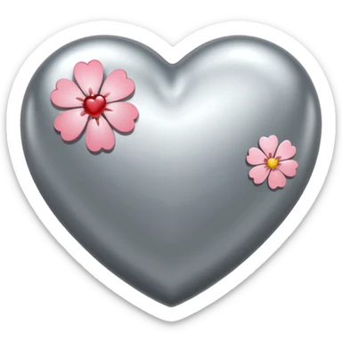 sakura heart with a metallic silver finish sticker