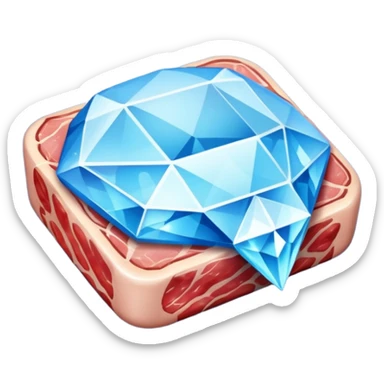 Meat with diamond textur and blue color sticker