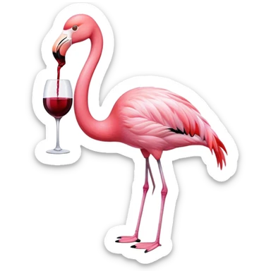 The pink flamingo drinks wine. sticker