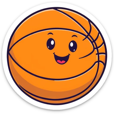 An adorable cartoon basketball with a happy face and rosy cheeks sticker