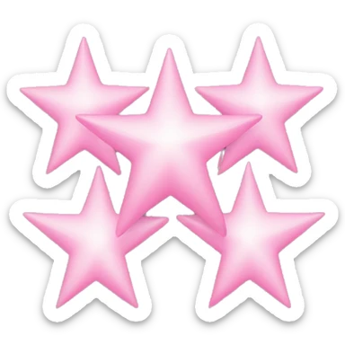 Three small pink , 4-pointed stars grouped together. The stars have a slightly elongated shape, giving them a twinkling effect. They vary in size, with the largest star in the center and two smaller stars on either side.  sticker