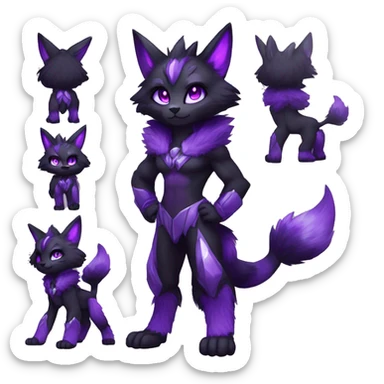 Anthro-Edgy-Cool-Black-Purple-Contrast-Colors-Fantasy-Fur-Sona-Chibi-Shiny-Fakémon-Hybrid full body sticker