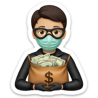 Ladron con una bolsa de dinero al lado suyo sticker