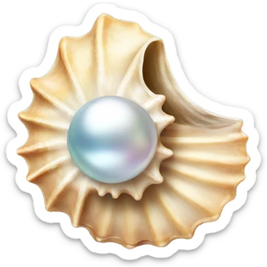 seashell with pearl sticker