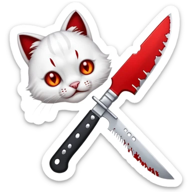 cat paw holding a bloody knife sticker