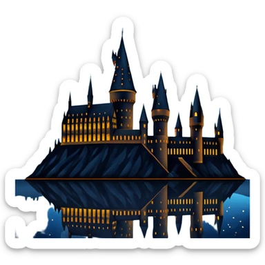 silhouette Hogwarts castle on a starry night sticker