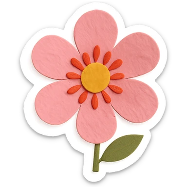 paper craft style pink flower sticker