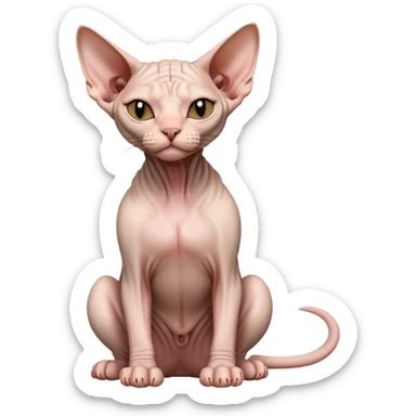 hairless sphynx cat full body sitting with eyes closed sticker