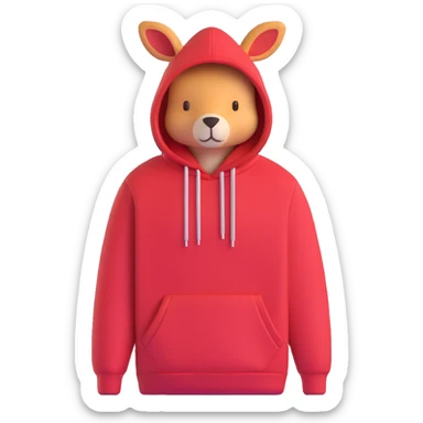 Cozy red hoodie with drawstring and kangaroo pocket sticker