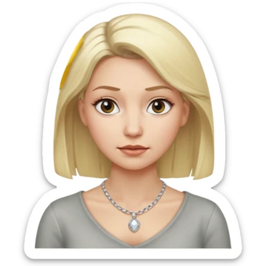 Female with Silver Necklace, grey skin,blonde hair, different expressions. sticker