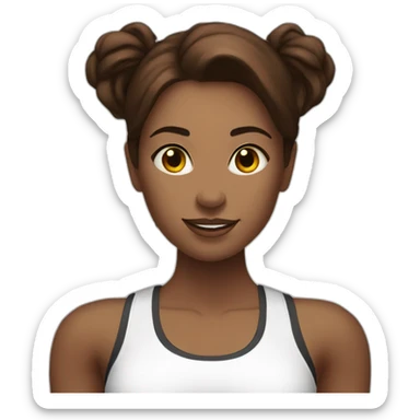 White beautiful fitness women with brown hair with dumbbells in their hands sticker