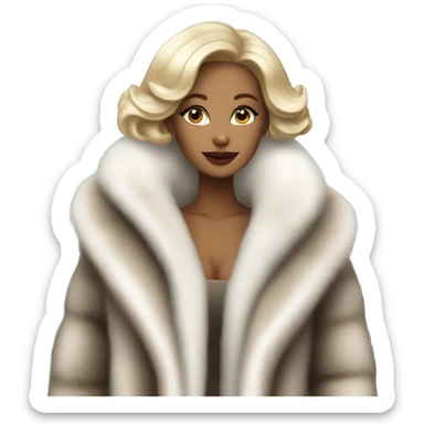 Glamorous white woman wearing a mink coat sticker