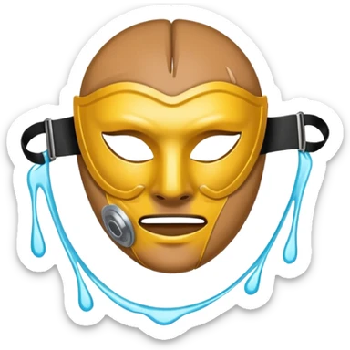 Figure ripping a mask in half, energy leaking from the tear sticker