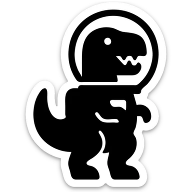 solid black icon of a t-rex astronaut with helmet sticker