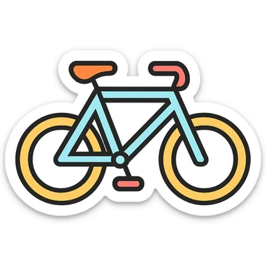 simple bicycle icon, lineal color icon with black outlines sticker