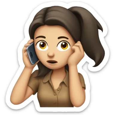 Brunette annoyed Girl calling sticker