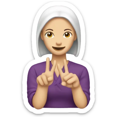 Plum making a peace symbol with her hands sticker