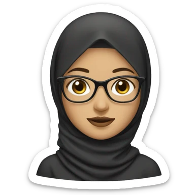 Hijab girl with squared glasses  sticker
