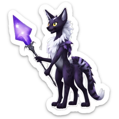 Epic Edgy Black White Purple eldritch Sergal-shiny sparkle starry Serval-Fionbri full body sticker
