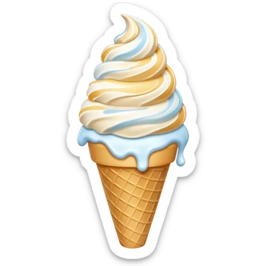 soft serve swirl ice cream in a cone, creamy texture, vivid highlights sticker