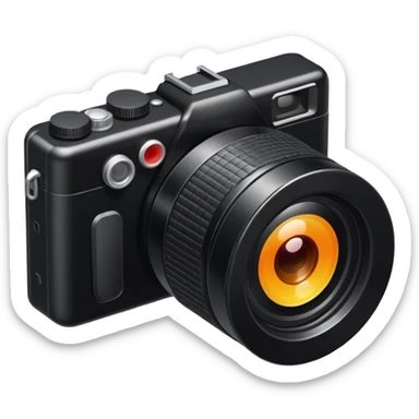Draw a photo camera using an isometric camera with a High-Angle Shot. sticker